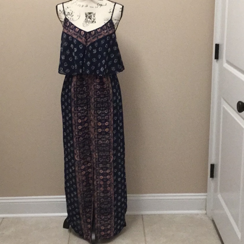 Express navy and pink spaghetti strap maxi dress - Picture 1 of 8